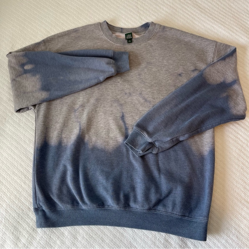 Oversized Ombre Crewneck Sweatshirt M Tie-Dye Gray Blue Grunge Alt Athleisure
